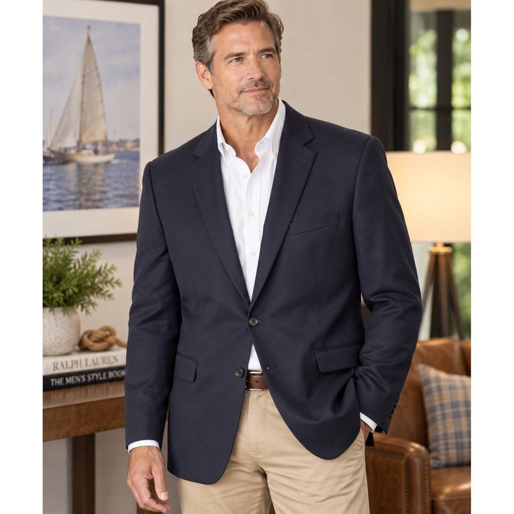Lauren Ralph Lauren Mens Classic fit Wool Suit Jacket Blazer 42 R Navy Blue